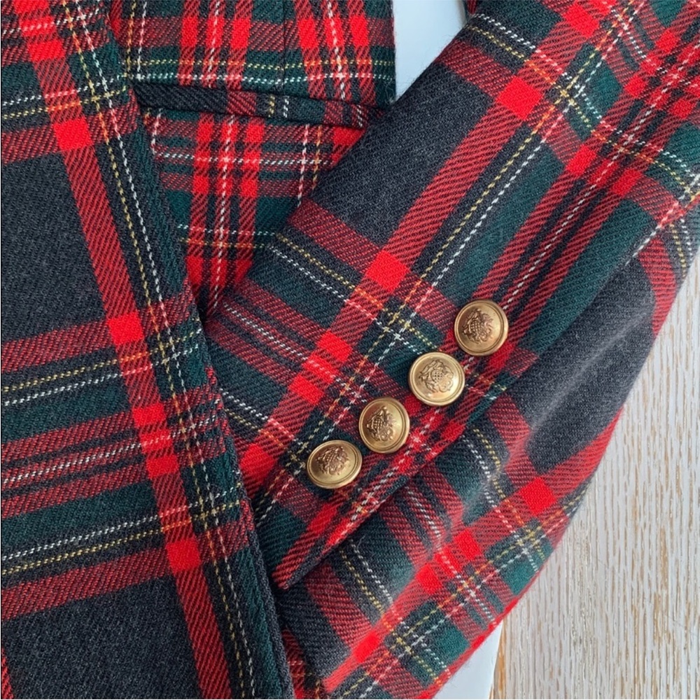 Ralph Lauren Holiday Vintage Tartan Plaid Red Jacket Gold w/ Black Velvet Collar - Picture 12 of 15